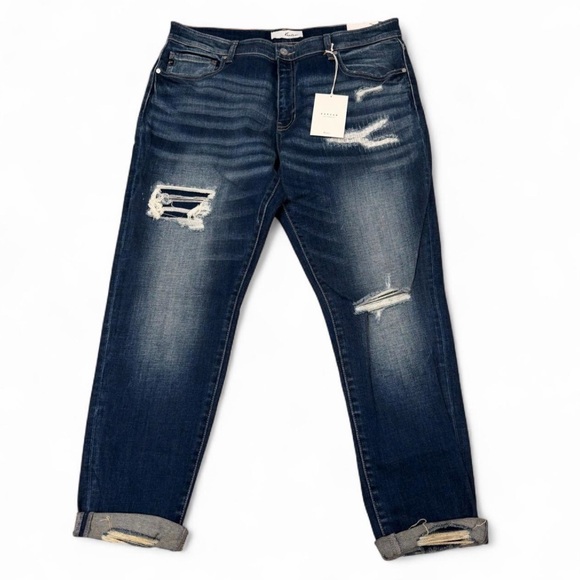 KanCan Denim - KanCan Alena Mid Rise Slim Boyfriend Jeans Women’s 15/31 Distressed Straight